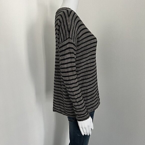 Eileen Fisher Women's Sweater Size XS Black White Stripes Wool Linen Blend - Picture 8 of 10